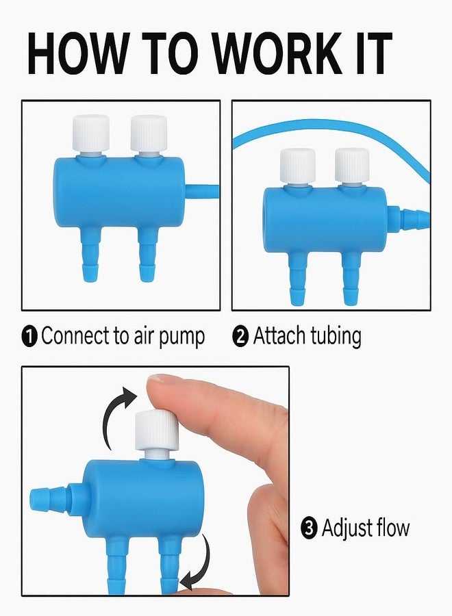 VAYINATO® 2 Way Aquarium Air Pump Plastic Splitter (Blue) Dual Outlet Air Flow Control Valve | Durable Plastic Fish Tank Air Distributor Connector - Image 4